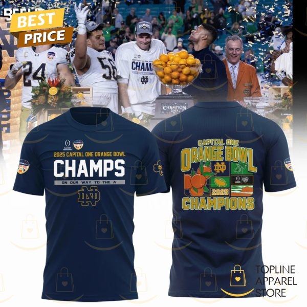 Notre Dame Fighting Irish 2025 Orange Bowl Champions 3D T-Shirt - Blue