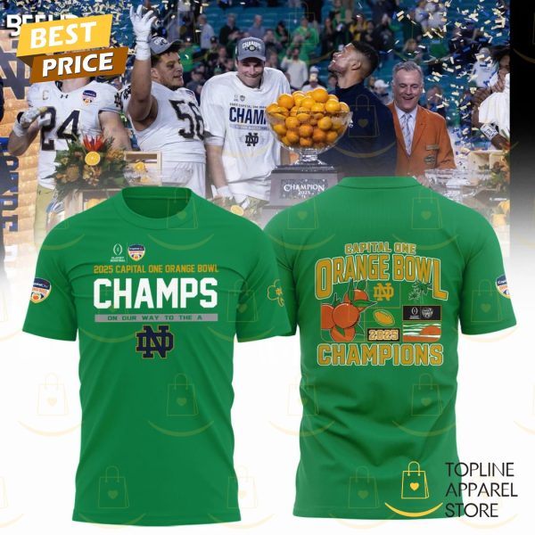 Notre Dame Fighting Irish 2025 Orange Bowl Champions 3D T-Shirt - Green