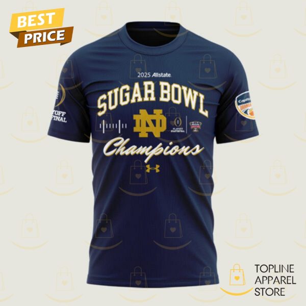 Notre Dame Fighting Irish Football 2025 Sugar Bowl Champions 3D T-Shirt - Image 2