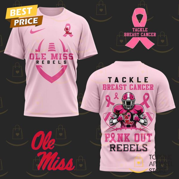 Ole Miss Rebels Tackle Breast Pink Out 3D T-Shirt - Pink