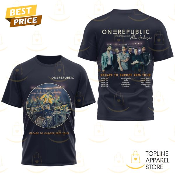 Onerepublic Escape To Europe 2025 Tour 3D T-Shirt - Image 2