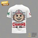 Title National Championship Bound 2025 College Football Playoff Champions Ohio State Buckeyes 3D T-Shirt - White