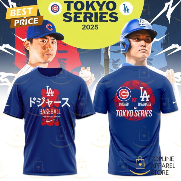 Tokyo Series Tour Los Angeles Dodgers x Chicago Cubs 3D T-Shirt - Blue