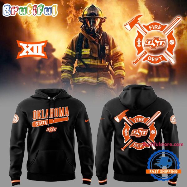 Oklahoma State Cowboys Baseball x Firefighter Appreciation 3D Print Black Hoodie