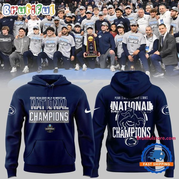 Penn State Nittany Lions NCAA Division Men’s Wrestling National Champions 3D Print Navy Hoodie