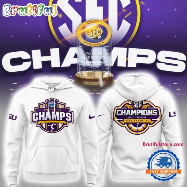 LSU Tigers 2025 SEC Women’s Gymnastics Champions White Hoodie