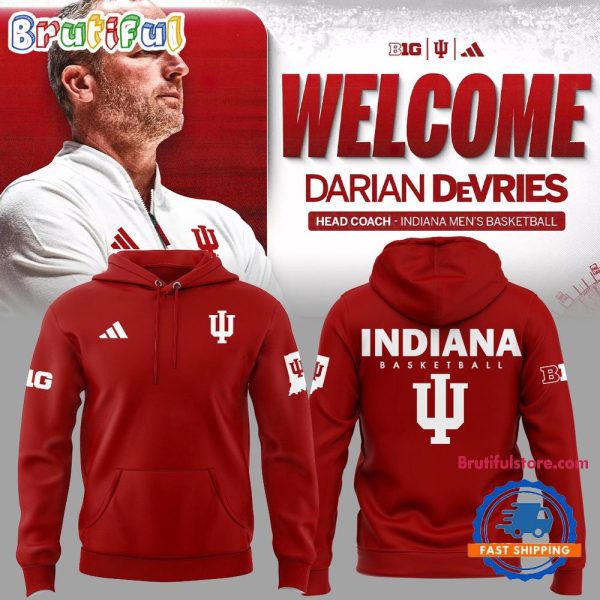 Coach Darian DeVries Indiana Hoosiers Men’s Basketball 2025 Red Hoodie