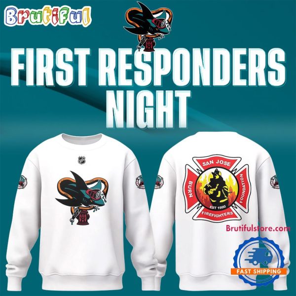San Jose Sharks Barracuda x First Responders Night 2025 White Sweatshirt