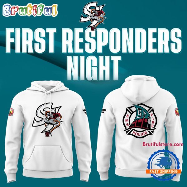 San Jose Sharks Barracuda x First Responders Night 2025 White Hoodie