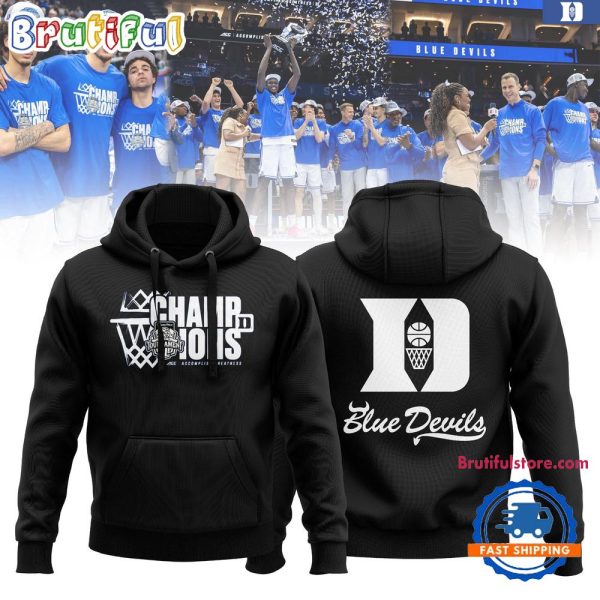 Duke Blue Devils 2025 ACC Men’s Basketball Conference Tournament Champions 3D Print Black Hoodie