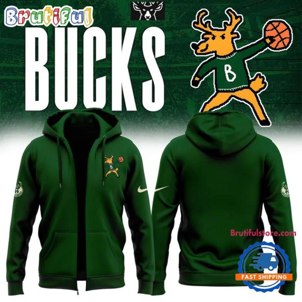 Milwaukee Bucks Basketball Logo Cartoon 2025 Special New Zipper Hoodie