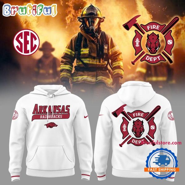 Arkansas Razorback x Firefighter Appreciation Night White 3D Hoodie