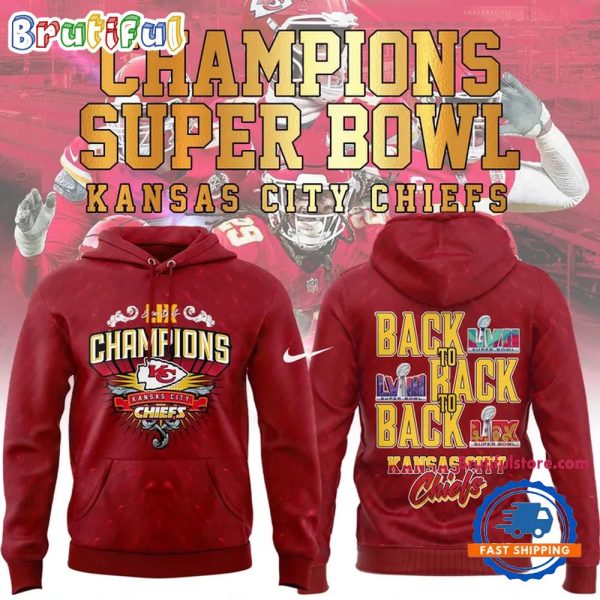 Red Kansas City Chiefs Super Bowl LIX 2025 Champions Hoodie