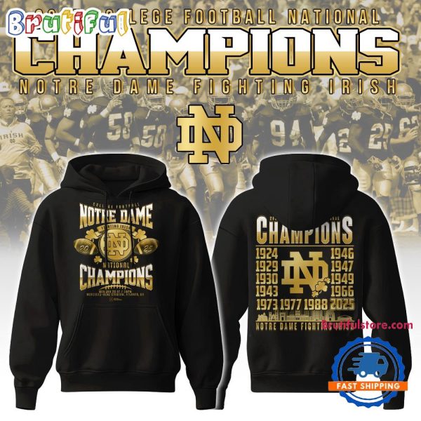 Notre Dame Football NCAA National Champions Golden Hoodie