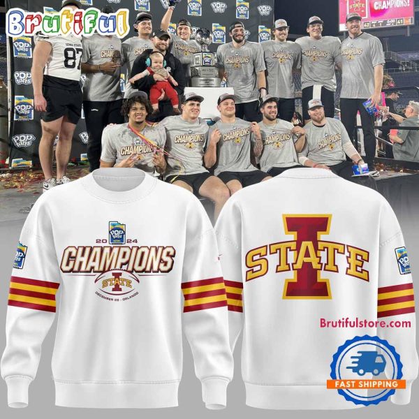 Iowa State Cyclones Football 2024 Pop Tarts Bowl Champions Limited White Sweatshirt