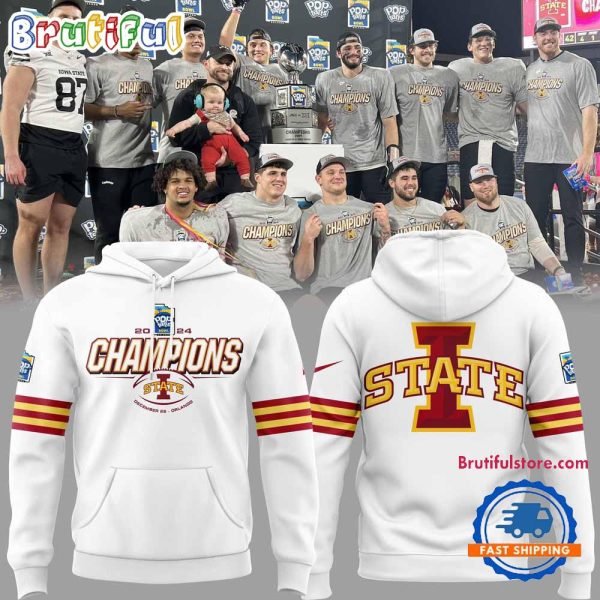 Iowa State Cyclones Football 2024 Pop Tarts Bowl Champions Limited White Hoodie