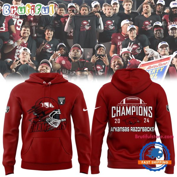 Arkansas Razorbacks Football 2024 Liberty Bowl Champions New Hoodie