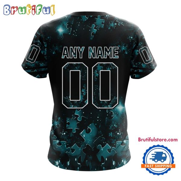 NHL San Jose Sharks Autism Awareness Hockey New Design TShirt, Sweatshirt, Hoodie - Image 2