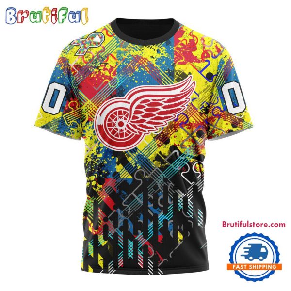 NHL Detroit Red Wings Hockey Logo Team Autism Awareness Design TShirt, Sweatshirt, Hoodie