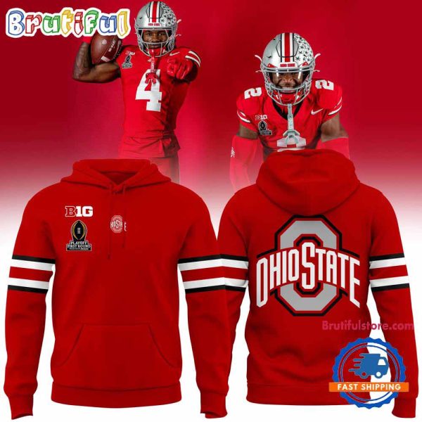 Ohio State Football Playoff First Round Scarlet 2024 Hoodie