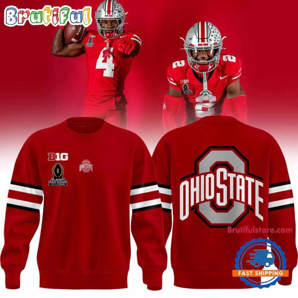Ohio State Football Playoff First Round Scarlet 2024 Sweatshirt