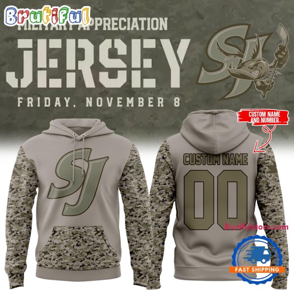San Jose Barracuda Hockey 2024 Limited Camo Veterans Hoodie