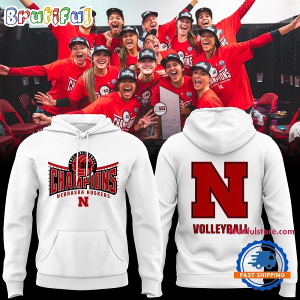Nebraska Huskers Back To Back Big Ten Women’s Volleyball Regular Season Champions White Hoodie