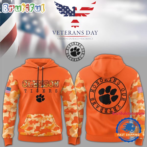 Clemson Tigers NCAA 2024 Veteran Camo Limited New Hoodie