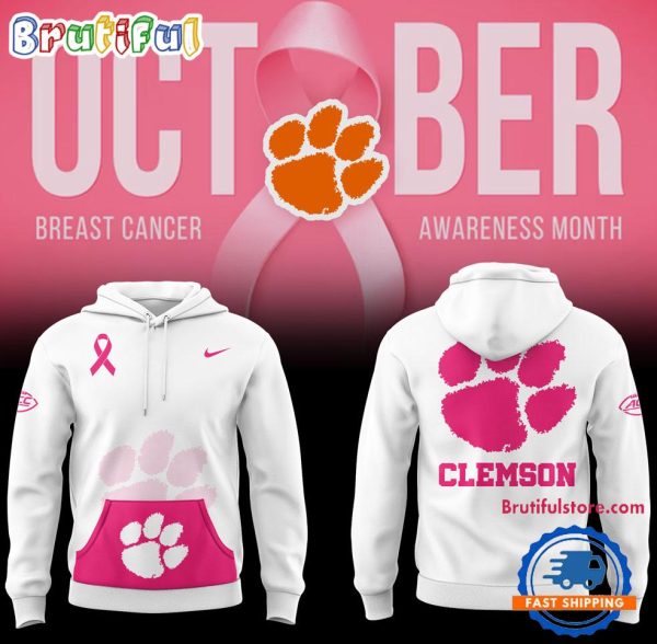 Clemson Tigers Football Breast Cancer Awareness Crucial Catch Fanfare 2024 Hoodie
