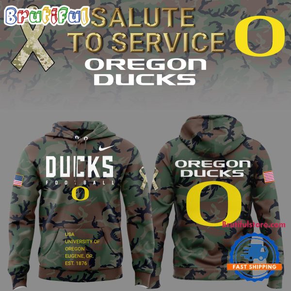 Camo Oregon Ducks 2024 Military Appreciation Club Fleece Pullover Hoodie