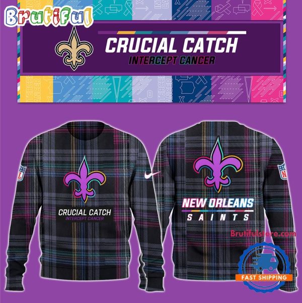 NFL New Orleans Saints Football Crucial Catch Intercept Cancer Design New Unisex Sweatshirt, Hoodie, TShirt