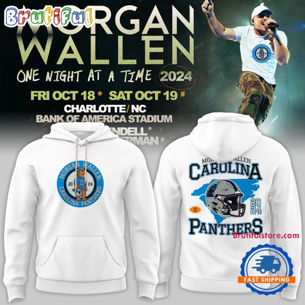 Carolina Panther NFL 2024 Morgan Wallen 18th October At Bank Of America Stadium White Hoodie