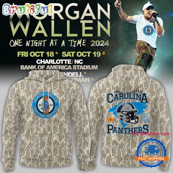 Carolina Panther NFL 2024 Morgan Wallen 18th October At Bank Of America Stadium Camo Hoodie