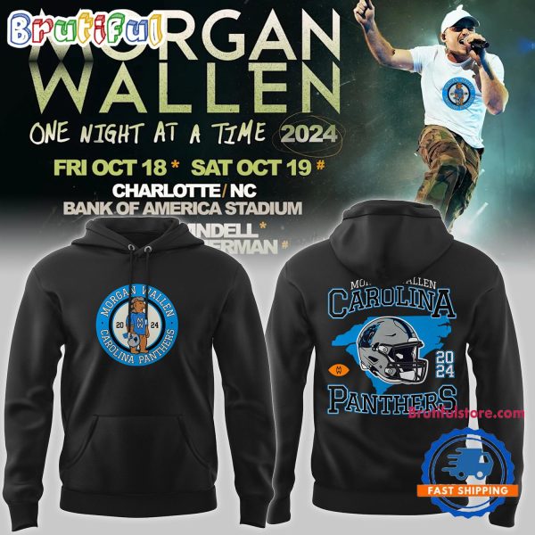 Carolina Panther NFL 2024 Morgan Wallen 18th October At Bank Of America Stadium Black Hoodie
