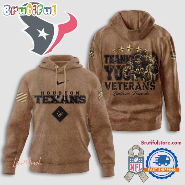 Houston Texans Thank You Veterans Bulls On Parade Hoodie