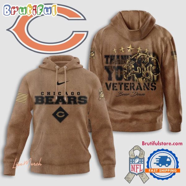 Chicago Bears Thank You Veterans Bear Down Hoodie