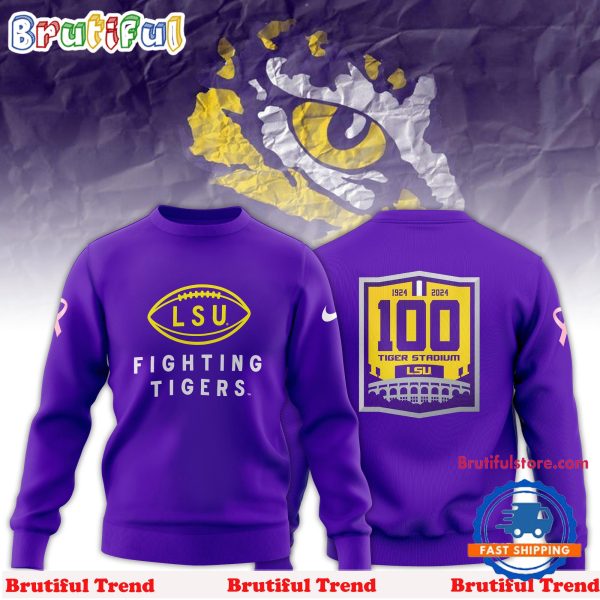LSU Tigers Football 100th 1924-2024 Tiger Stadium Fighting Tigers Sweatshirt