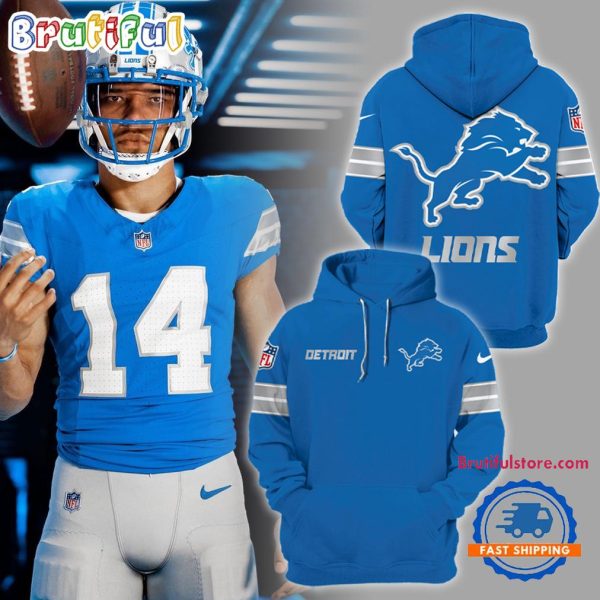 Detroit Lions Team 2024 Blue Throwback  THE CLASSIC Hoodie
