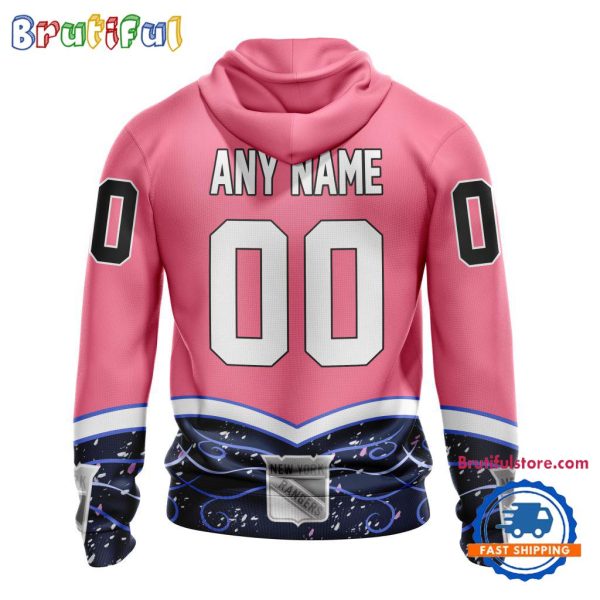 NHL New York Rangers Specialized Hockey Fights Cancer Hoodie - Image 2