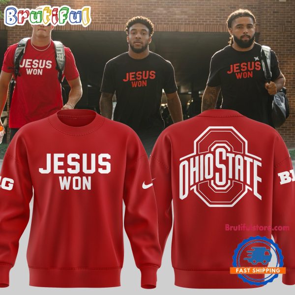 Ohio State Football Jesus Won 2024 Red Sweatshirt