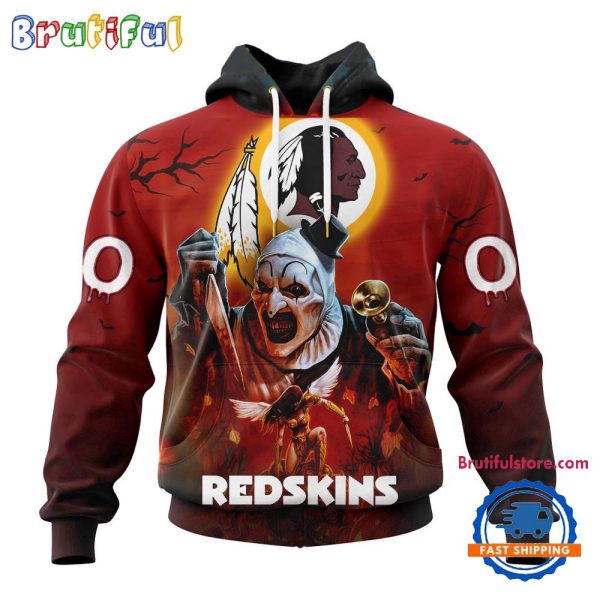NFL Washington Commanders Horror Terrifier Ghoulish Valak Halloween Football Hoodie