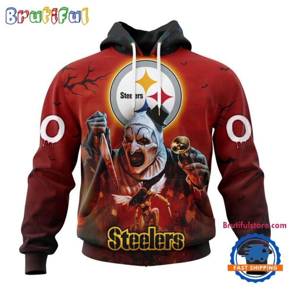 NFL Pittsburgh Steelers Horror Terrifier Ghoulish Valak Halloween Football Hoodie