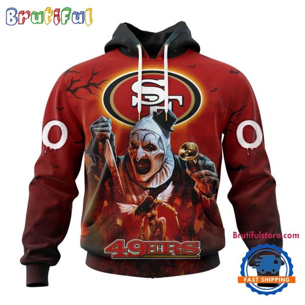 NFL San Francisco 49ers Horror Terrifier Ghoulish Valak Halloween Football Hoodie