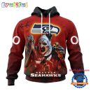 NFL Seattle Seahawks Horror Terrifier Ghoulish Valak Halloween Football Hoodie