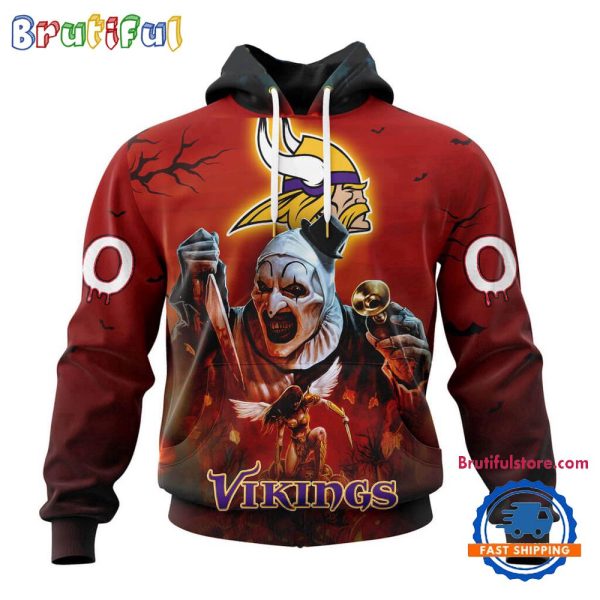 NFL Minnesota Vikings Horror Terrifier Ghoulish Valak Halloween Football Hoodie
