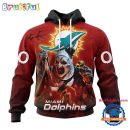 NFL Miami Dolphins Horror Terrifier Ghoulish Valak Halloween Football Hoodie