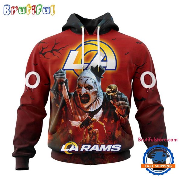 NFL Los Angeles Rams Horror Terrifier Ghoulish Valak Halloween Football Hoodie