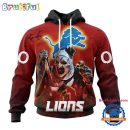NFL Detroit Lions Horror Terrifier Ghoulish Valak Halloween Football Hoodie