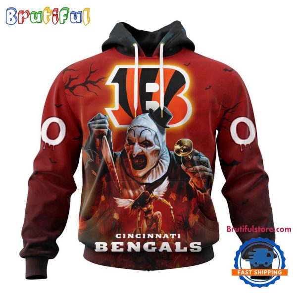 NFL Cincinnati Bengals Horror Terrifier Ghoulish Valak Halloween Football Hoodie