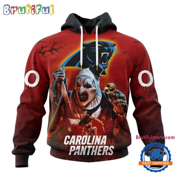 NFL Carolina Panthers Horror Terrifier Ghoulish Valak Halloween Football Hoodie